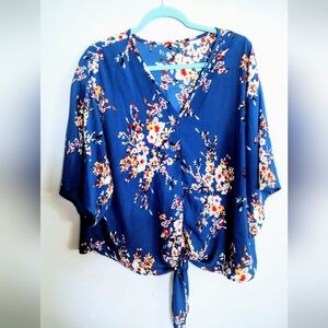 Floral Blue Women's Top